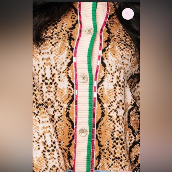 QUEEN OF SPARKLES Multicolor Snake Print Cardigan - NWT - Picture 2 of 12